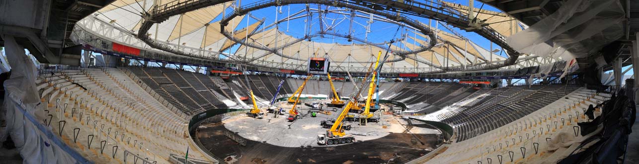 obra de techado del estadio Diego Armando Maradona